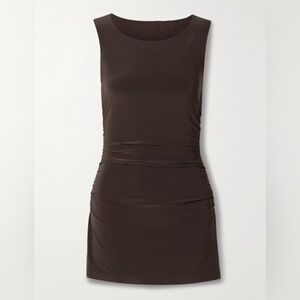 NWOT Norma Kamali Sleeveless Pickleball Mini Dress in Chocolate